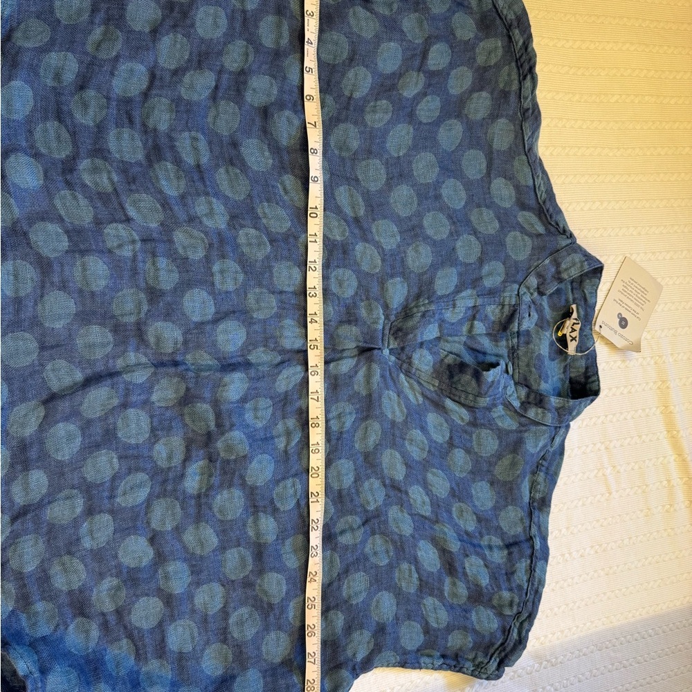 NWT FLAX Designs Linen Shirt Spartan Pullover OCEAN DOT L - Picture 11 of 12